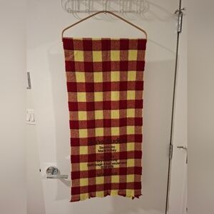 Acne Studios Red and Yellow Wool Checkered Scarf with Micro Fringe